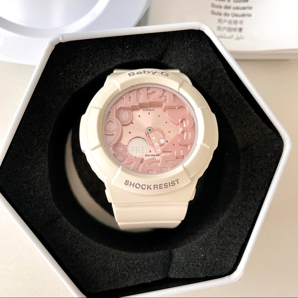 Casio Women's BGA131-7B2 Baby-G Rose Gold and White Resin Digital Watch